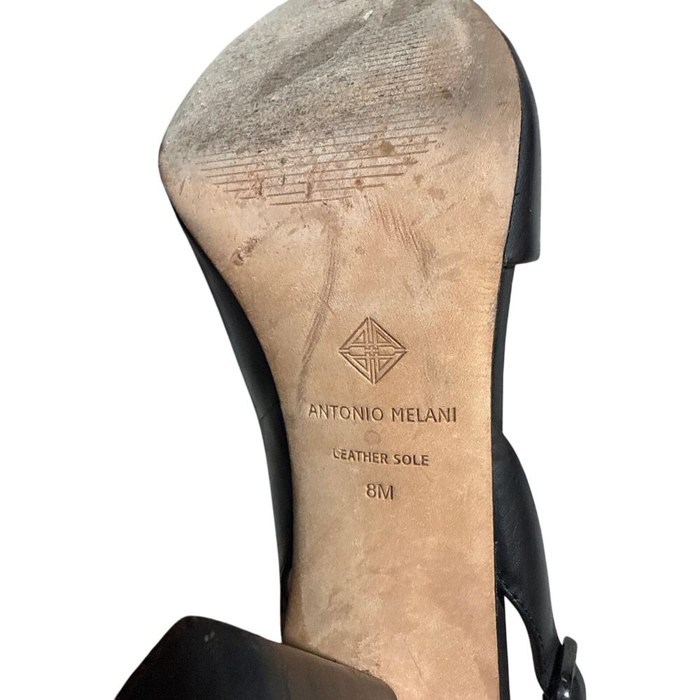 Antonio Melani Women’s Black Brinay Leather Peep Toe Slingback Sandals 8M - Picture 11 of 12